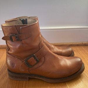 Frye buckle booties.